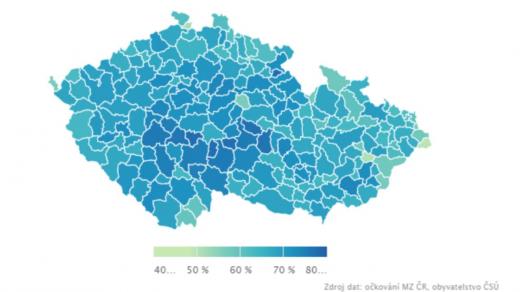 Očkování v obcích s rozšířenou působností k 12. květnu.