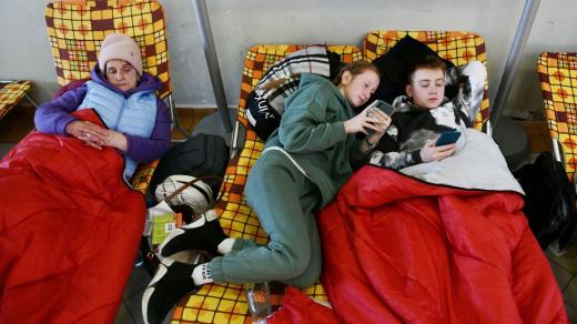 Ukrajinští uprchlíci na polsko-ukrajinské hranici