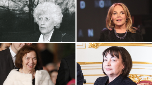 Olga Havlová (vlevo nahoře), Dagmar Havlová (vpravo nahoře), Livie Klausová (vlevo dole) a Ivana Zemanová