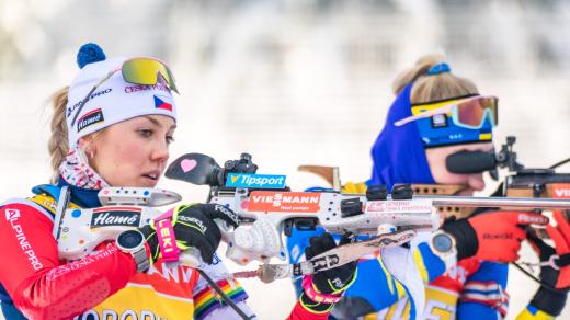 Biatlonistka Tereza Voborníková při úterním tréninku před Světovým pohárem v Ruhpoldingu
