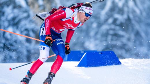 Michal Krčmář ve sprintu mužů v Ruhpoldingu bodoval jako jediný z českých reprezentantů