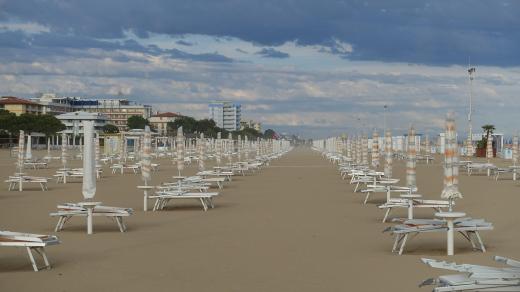 pláž v italském přímořském letovisku Bibione