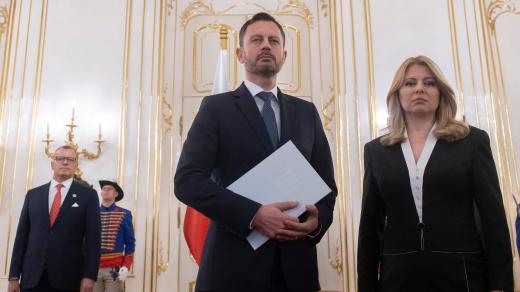Prezidentka Zuzana Čaputová s předsedou odvolané vlády Eduardem Hegerem