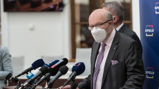 Vlastimil Válek na tiskové konferenci koalice Spolu ve sněmovně.