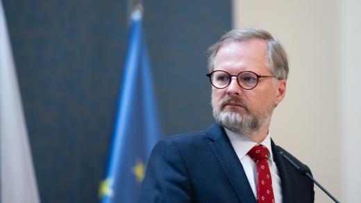 Tisková konference po jednání tripartity. Premiér Petr Fiala