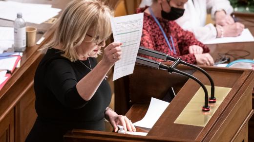 Alena Schillerová při jednání Poslanecké sněmovny.
