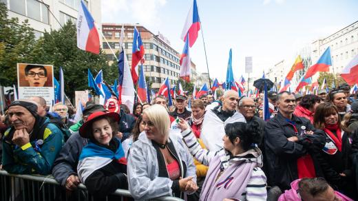 Protivládní demonstrace na Václavském náměstí.