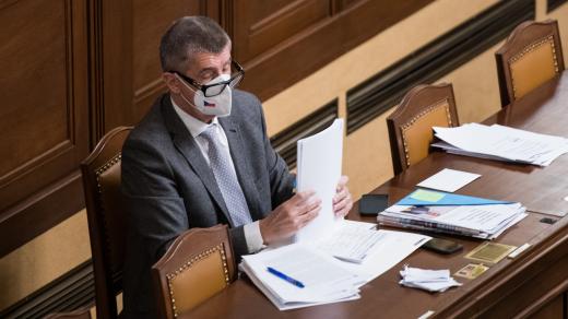 Andrej Babiš při jednání v Poslanecké sněmovně.