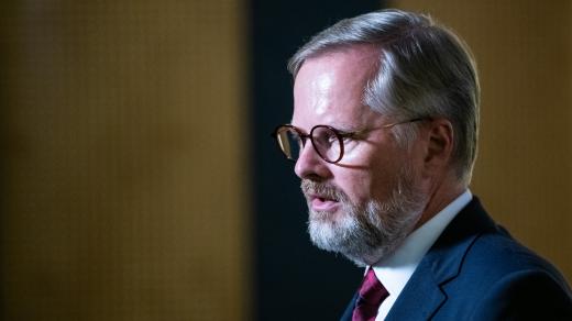 Premiér Petr Fiala na TK po jednání v Lánech.