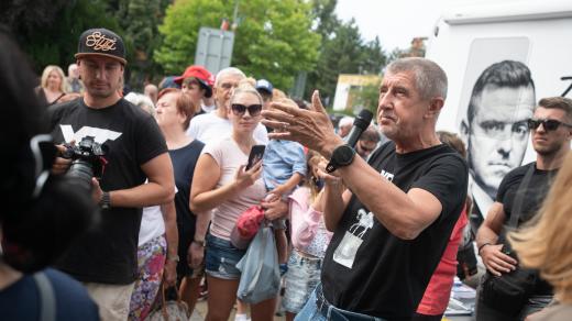 Předvolební mítink Andreje Babiše v Čelákovicích.