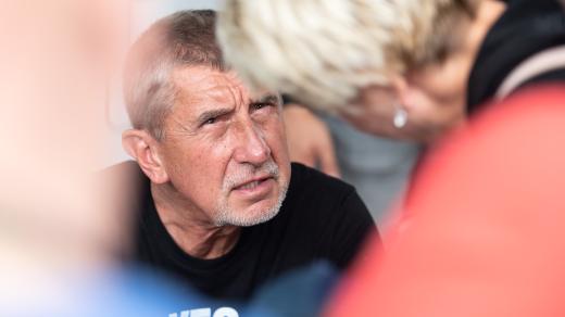 Andrej Babiš na předvolebním mítinku v Čelákovicích.
