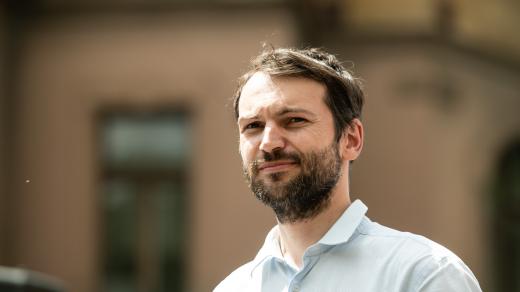 Jan Doležal na protestu zemědělců 8. června 2022 v Praze