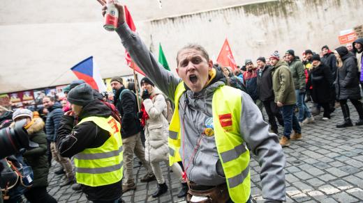 Protestní stávka odborů proti krokům vlády