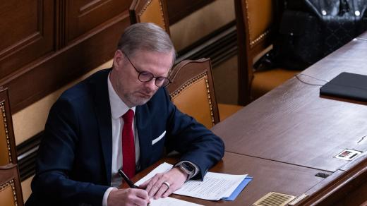 Premiér Petr Fiala v Poslanecké sněmovně ČR