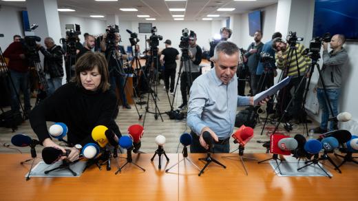 Novináři na tiskové konferenci Policie ČR