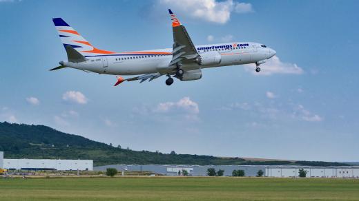 Boeing B-737 MAX8 společnosti Smartwings v Mladé Boleslavi v roce 2018.